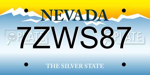 7ZWS87 Nevada License Plate
