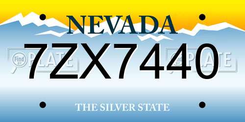 7ZX7440 Nevada License Plate