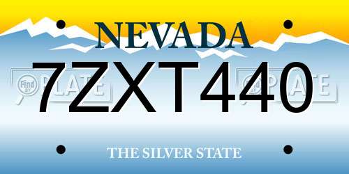 7ZXT440 Nevada License Plate