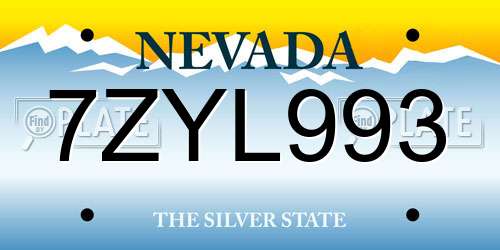7ZYL993 Nevada License Plate