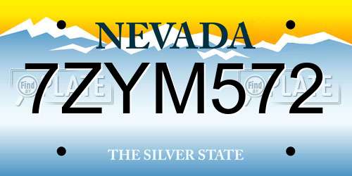 7ZYM572 Nevada License Plate