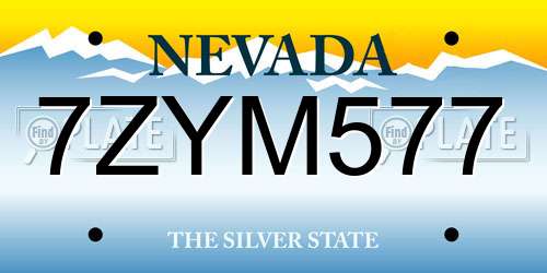 7ZYM577 Nevada License Plate