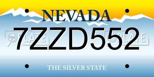 7ZZD552 Nevada License Plate