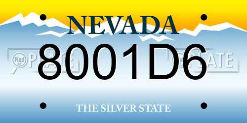 8001D6 Nevada License Plate