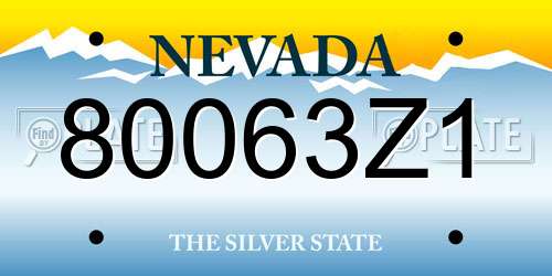 80063Z1 Nevada License Plate