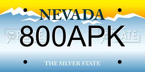 800APK Nevada License Plate