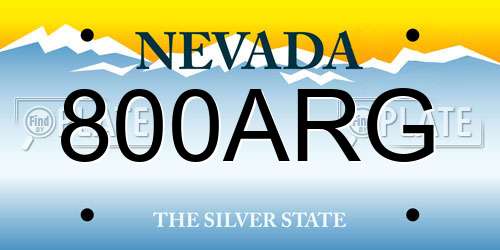 800ARG Nevada License Plate
