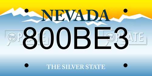 800BE3 Nevada License Plate