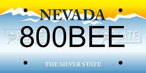 800BEE Nevada License Plate