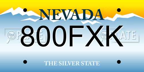 800FXK Nevada License Plate
