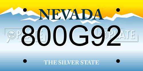 800G92 Nevada License Plate