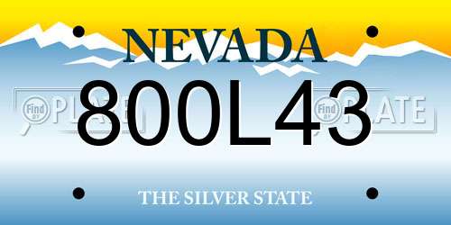 800L43 Nevada License Plate
