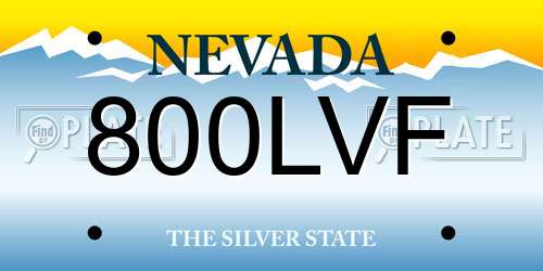 800LVF Nevada License Plate