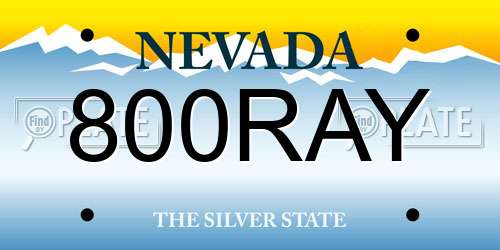 800RAY Nevada License Plate