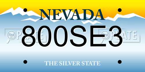 800SE3 Nevada License Plate