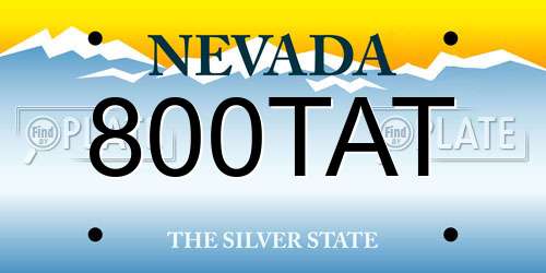 800TAT Nevada License Plate