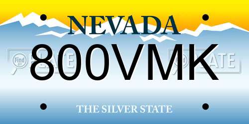 800VMK Nevada License Plate