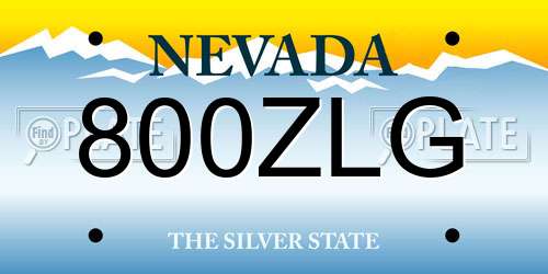800ZLG Nevada License Plate