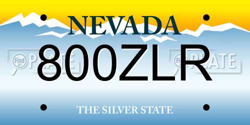 800ZLR Nevada License Plate