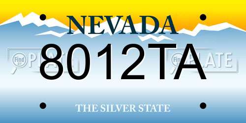8012TA Nevada License Plate