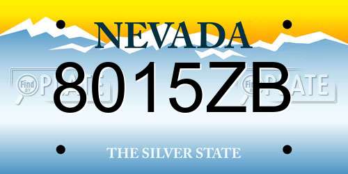 8015ZB Nevada License Plate
