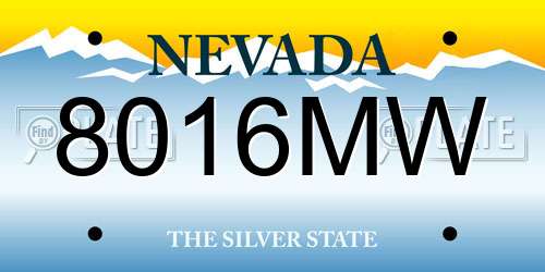 8016MW Nevada License Plate