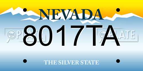 8017TA Nevada License Plate