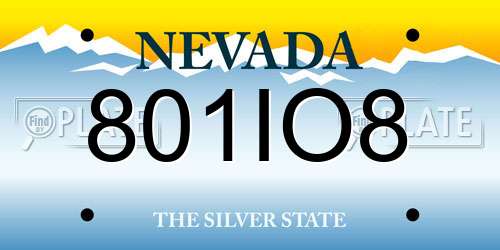 801IO8 Nevada License Plate