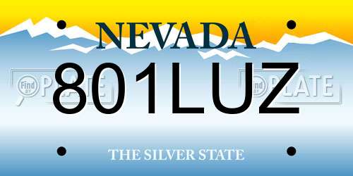 801LUZ Nevada License Plate