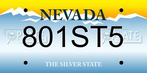 801ST5 Nevada License Plate