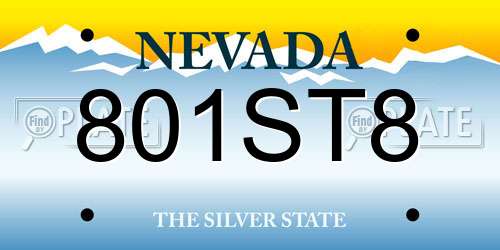 801ST8 Nevada License Plate