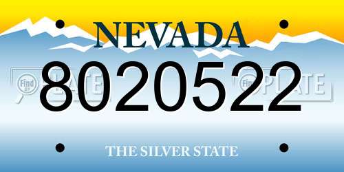 8020522 Nevada License Plate