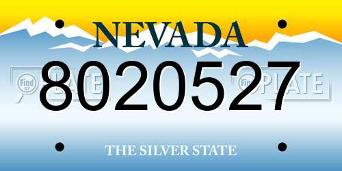 8020527 Nevada License Plate