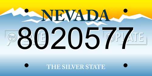 8020577 Nevada License Plate