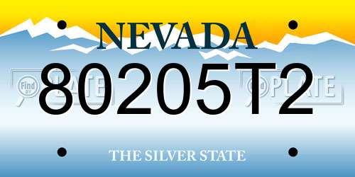 80205T2 Nevada License Plate