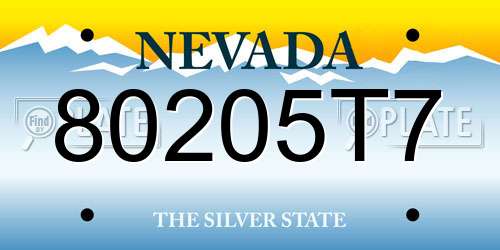 80205T7 Nevada License Plate