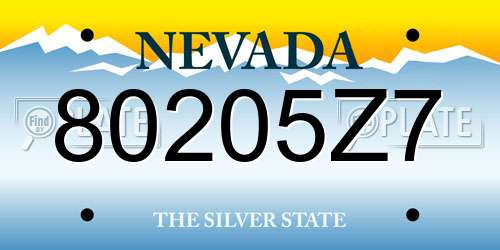 80205Z7 Nevada License Plate