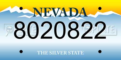 8020822 Nevada License Plate