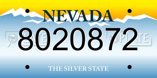 8020872 Nevada License Plate