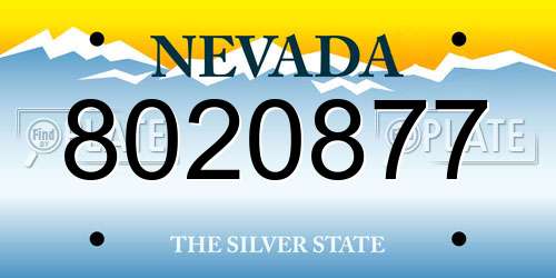 8020877 Nevada License Plate
