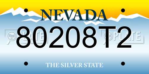 80208T2 Nevada License Plate