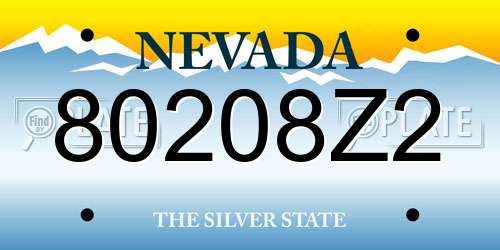 80208Z2 Nevada License Plate