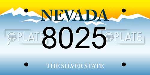 8025 Nevada License Plate