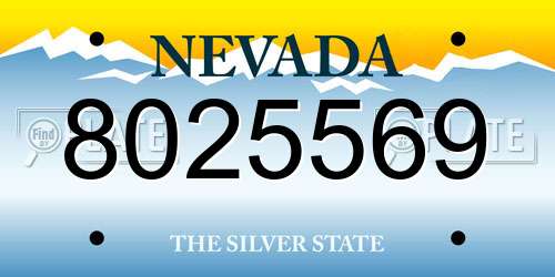 8025569 Nevada License Plate