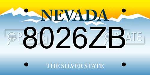 8026ZB Nevada License Plate