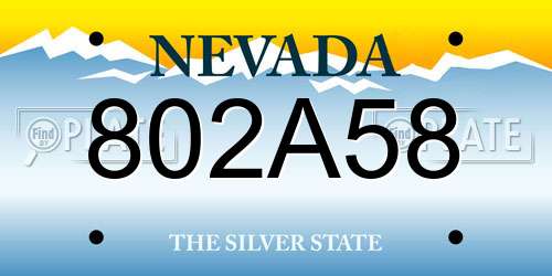 802A58 Nevada License Plate