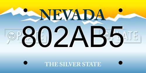 802AB5 Nevada License Plate