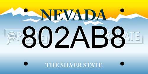 802AB8 Nevada License Plate