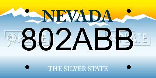 802ABB Nevada License Plate