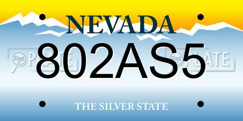 802AS5 Nevada License Plate